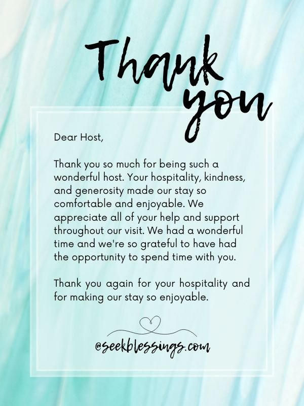 Thank You Note for Hospitalitythank you note for hospitality