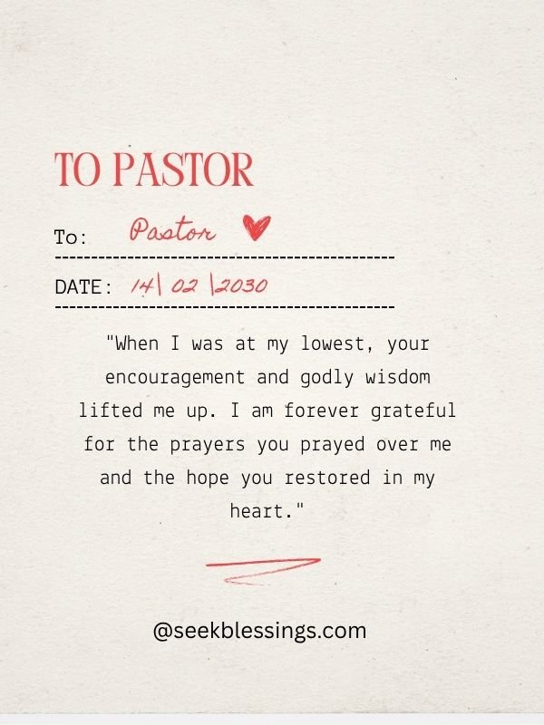 Examples of Pastor Appreciation Messages