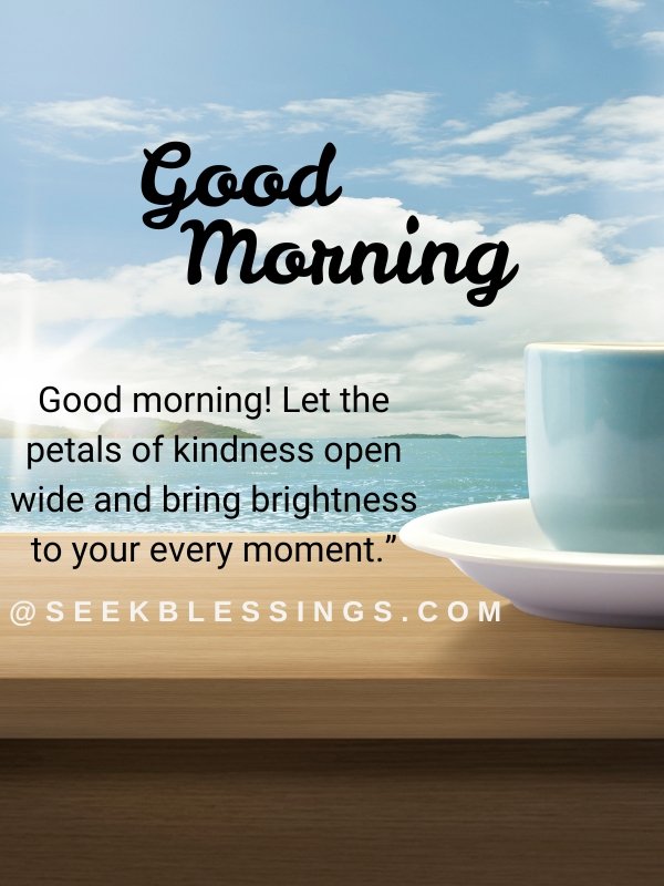 Good Morning Blessings with a tea cup in image