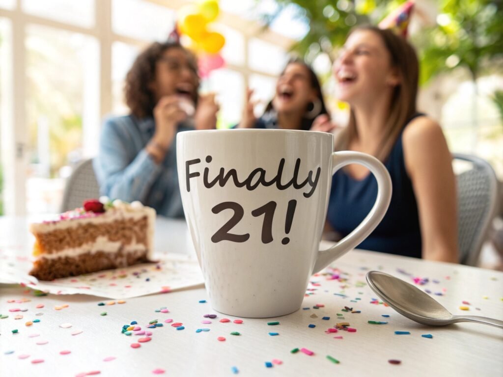 Finally 21!” mug