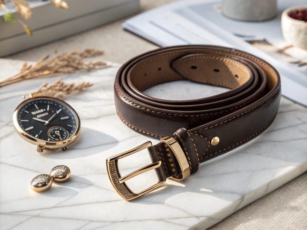 belt along studds and watch